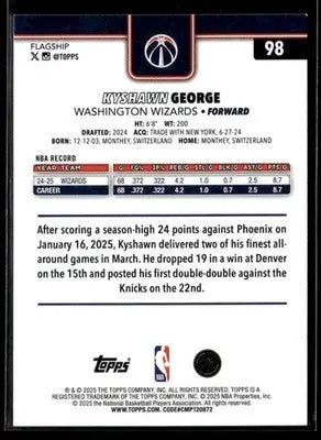 2025-26 Topps #98 Kyshawn George - Basketball Card Single