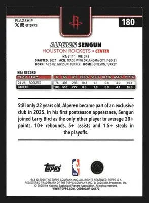 2025-26 Topps Alperen Sengun #180 Houston Rockets - Basketball Card Single