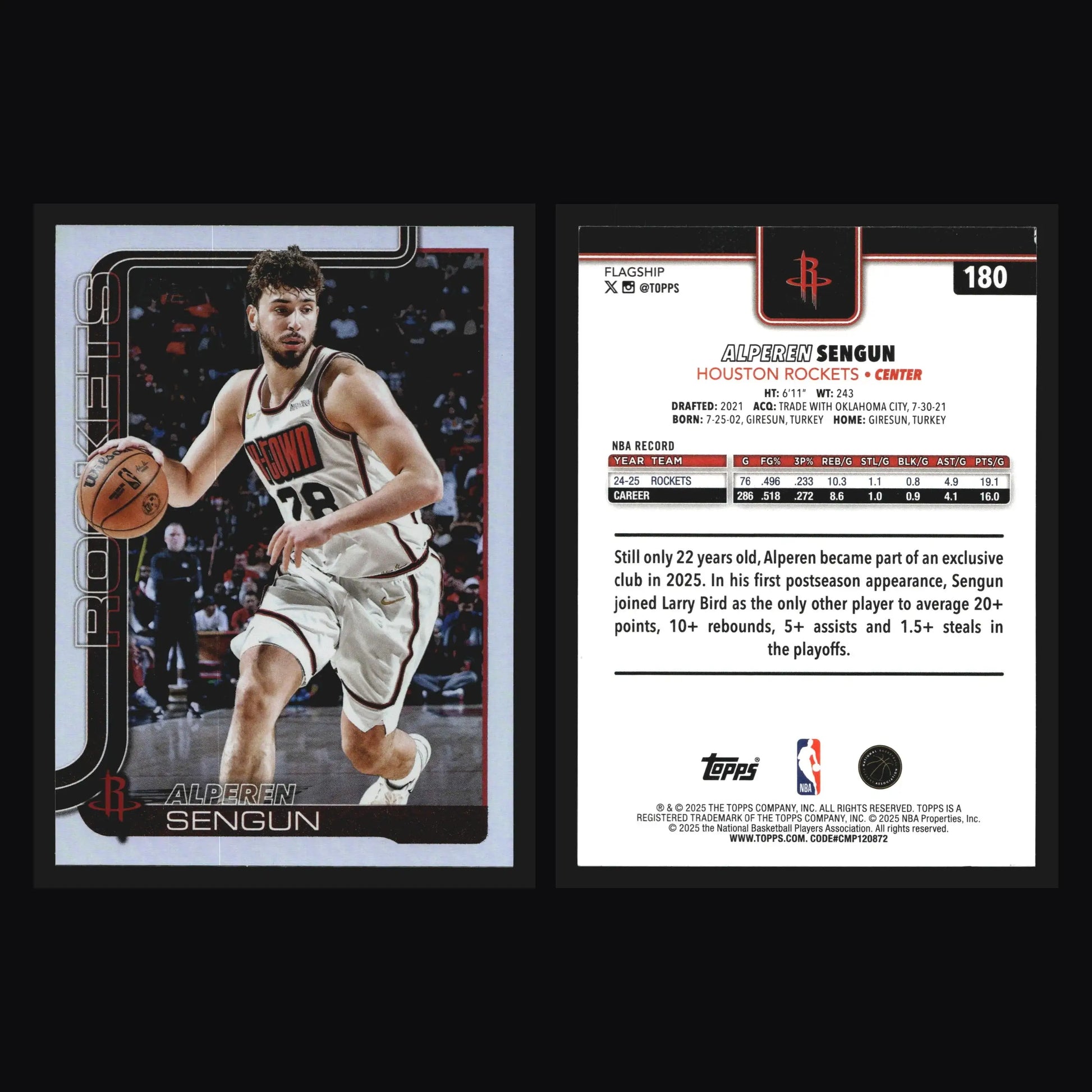 2025-26 Topps Alperen Sengun #180 Rainbow Foilboard Houston Rockets - Basketball Card Single