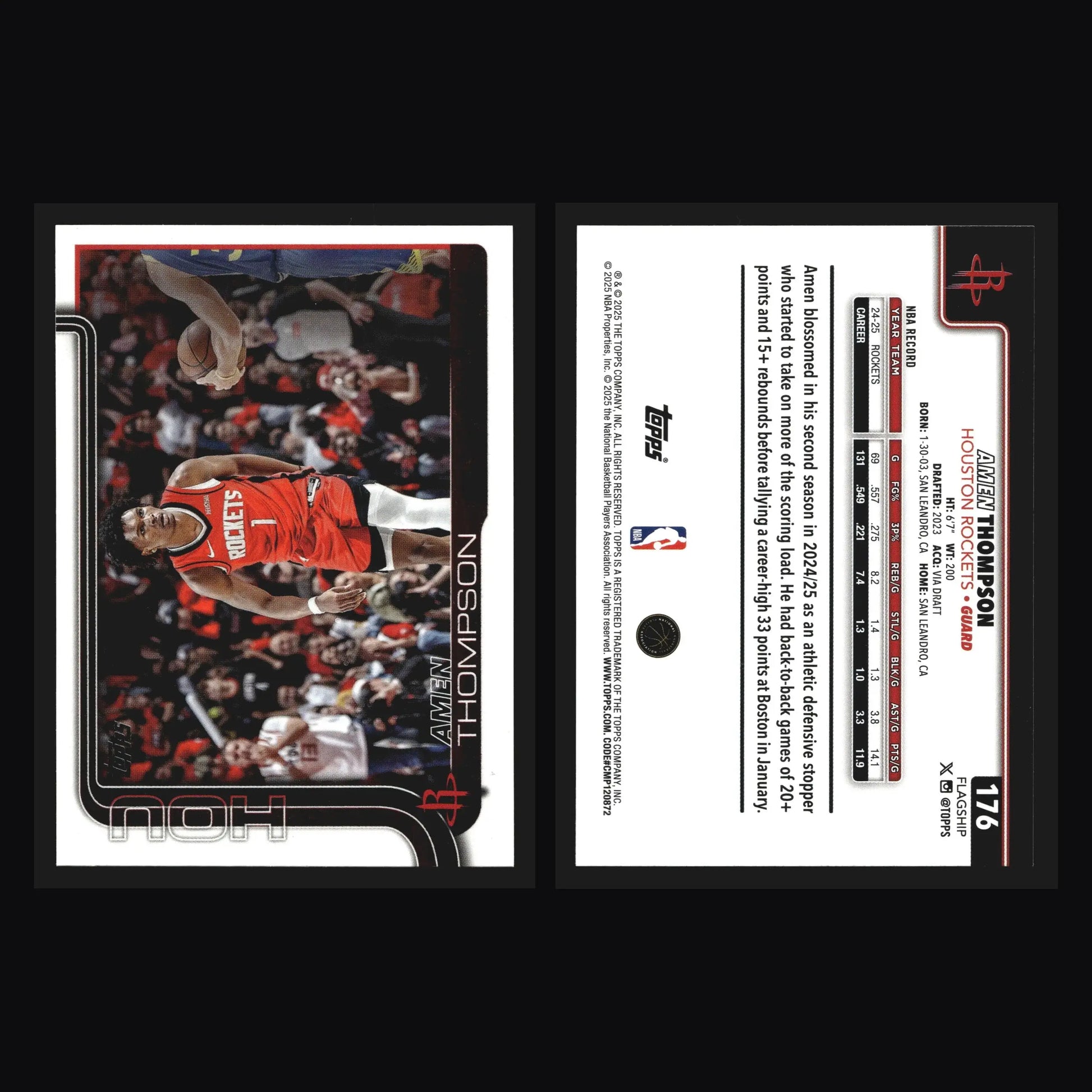 2025-26 Topps Amen Thompson #176 Houston Rockets - Basketball Card Single