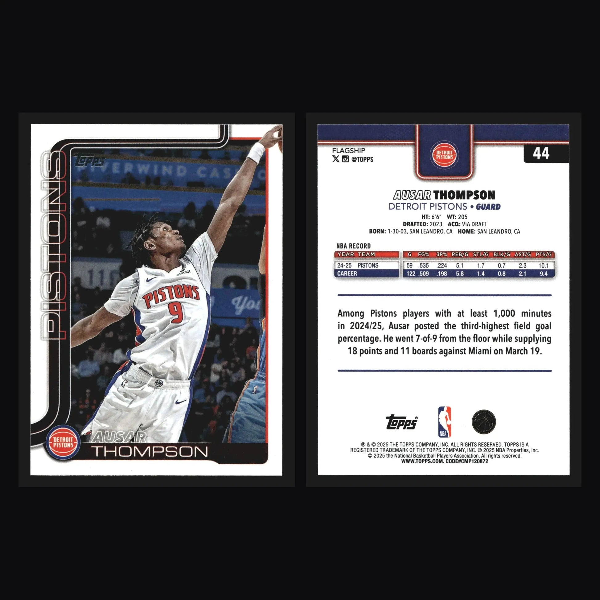 2025-26 Topps Ausar Thompson #44 Detroit Pistons
