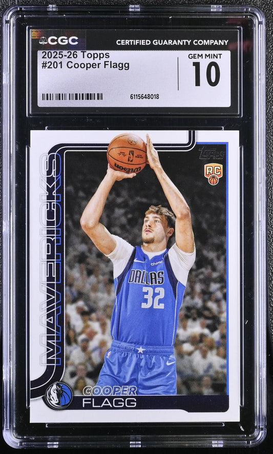 2025-26 Topps Basketball Cooper Flagg #201 CGC 10 Gem Mint RC #18 - Basketball Card Single