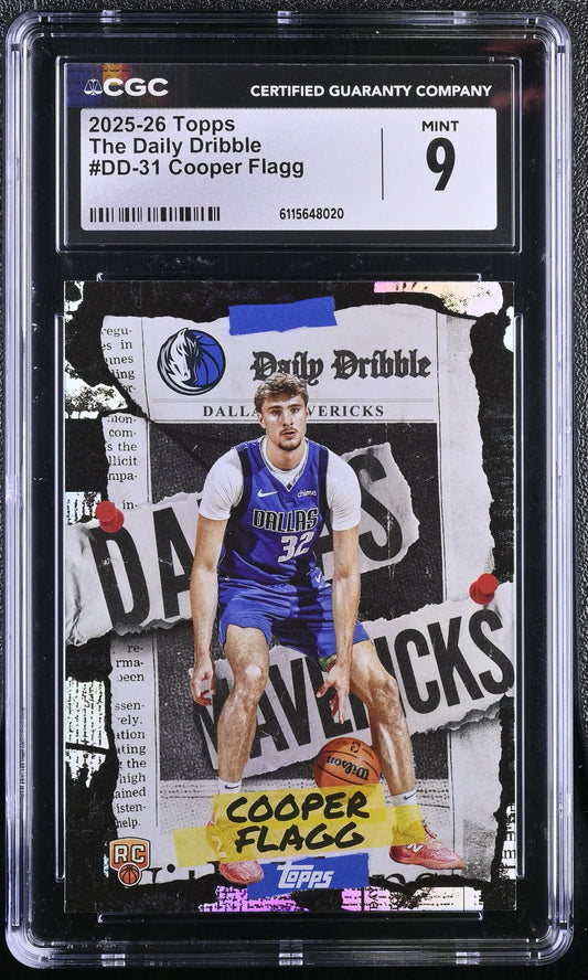 2025-26 Topps Basketball Cooper Flagg #DD-31 CGC 9 Mint RC Foil Daily Dribble - Basketball Card Single
