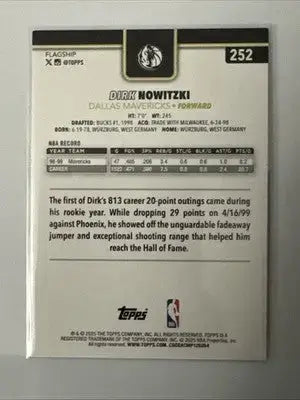 2025-26 Topps Basketball Dirk Nowitzki Blackout 49/50 SSP #252 Mavericks - Basketball Card Single