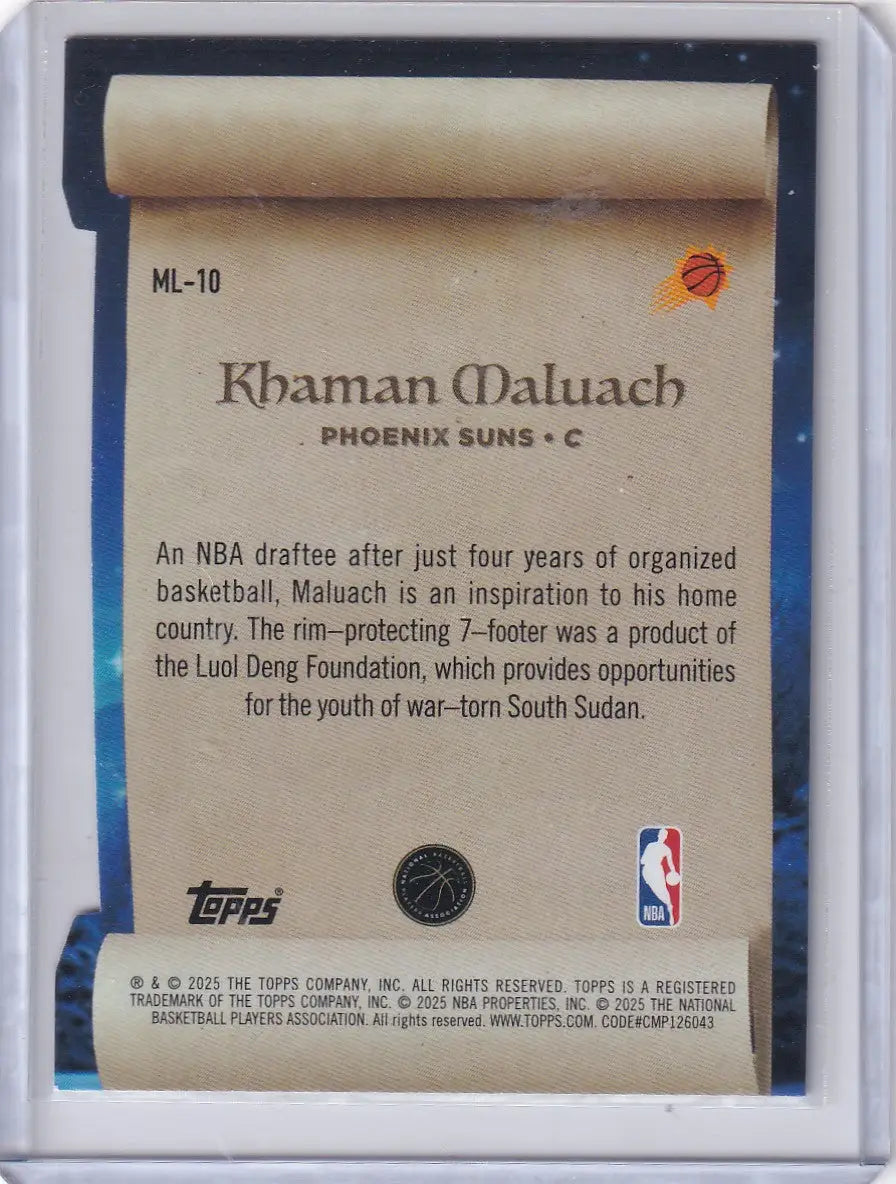 2025-26 Topps Basketball Making the List #ML-10 Khaman Maluach - Phoenix Suns - Basketball Card Single