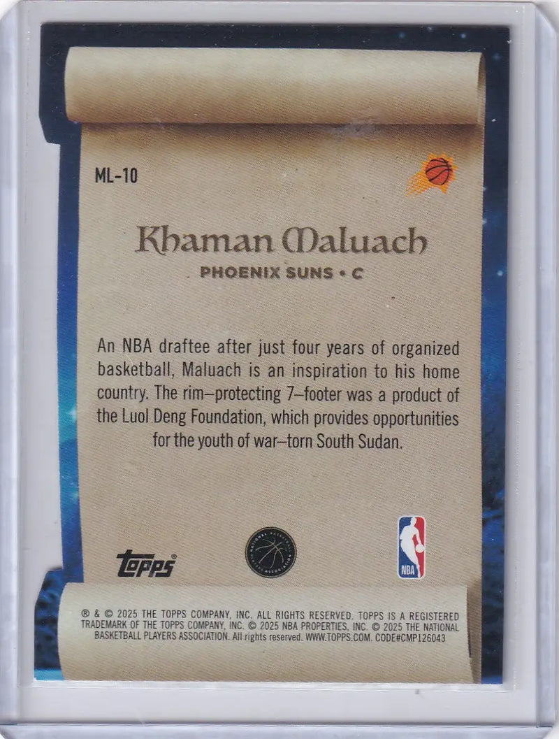 2025-26 Topps Basketball Making the List #ML-10 Khaman Maluach - Phoenix Suns - Basketball Card Single