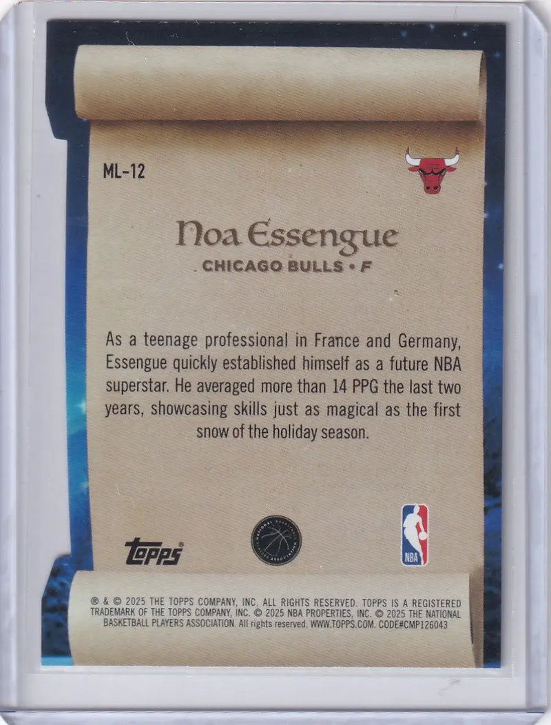 2025-26 Topps Basketball Making the List #ML-12 Noa Essengue - Chicago Bulls - Basketball Card Single
