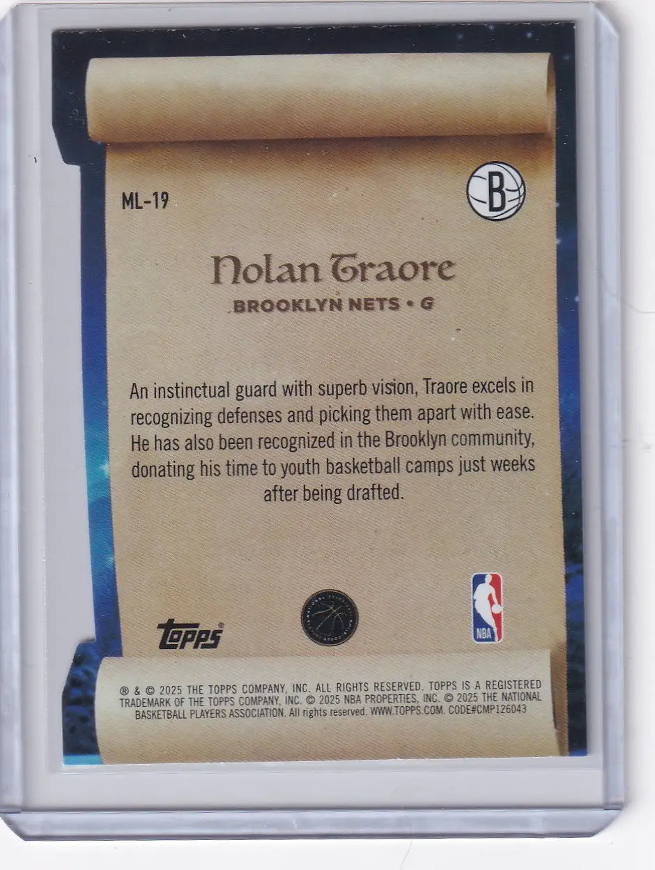 2025-26 Topps Basketball Making the List #ML-19 Nolan Traore - Brooklyn Nets - Basketball Card Single