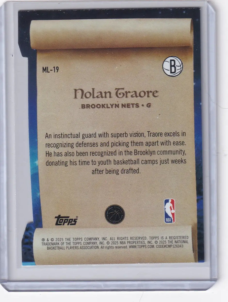 2025-26 Topps Basketball Making the List #ML-19 Nolan Traore - Brooklyn Nets - Basketball Card Single
