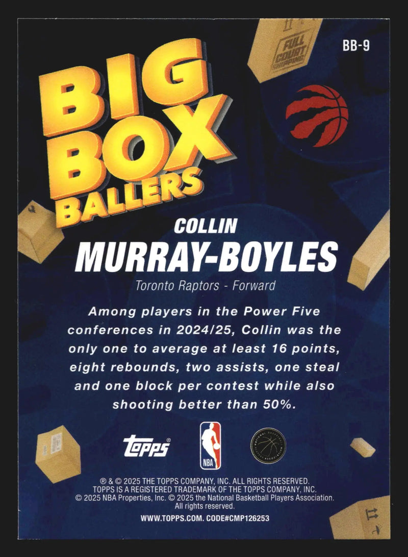 2025-26 Topps Big Box Ballers Collin Murray-Boyles #BB-9 RC Raptors - Basketball Card Single