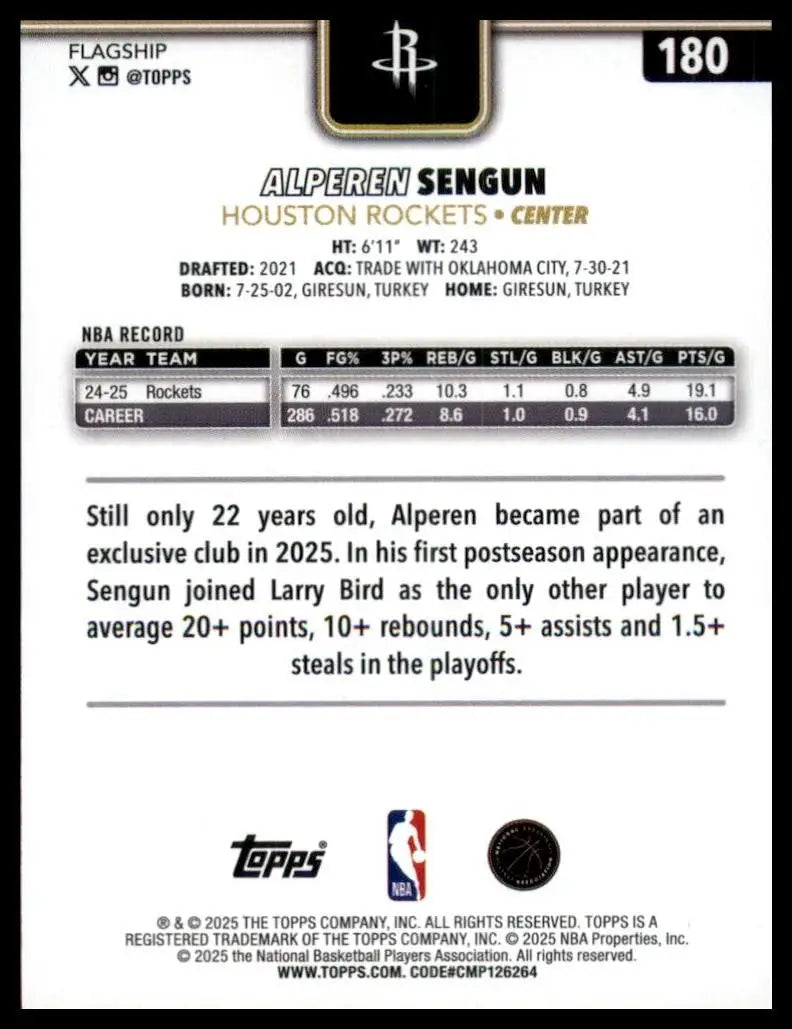 2025-26 Topps Blackout Alperen Sengun #180 Houston Rockets Basketball Card NBA - Basketball Card Single