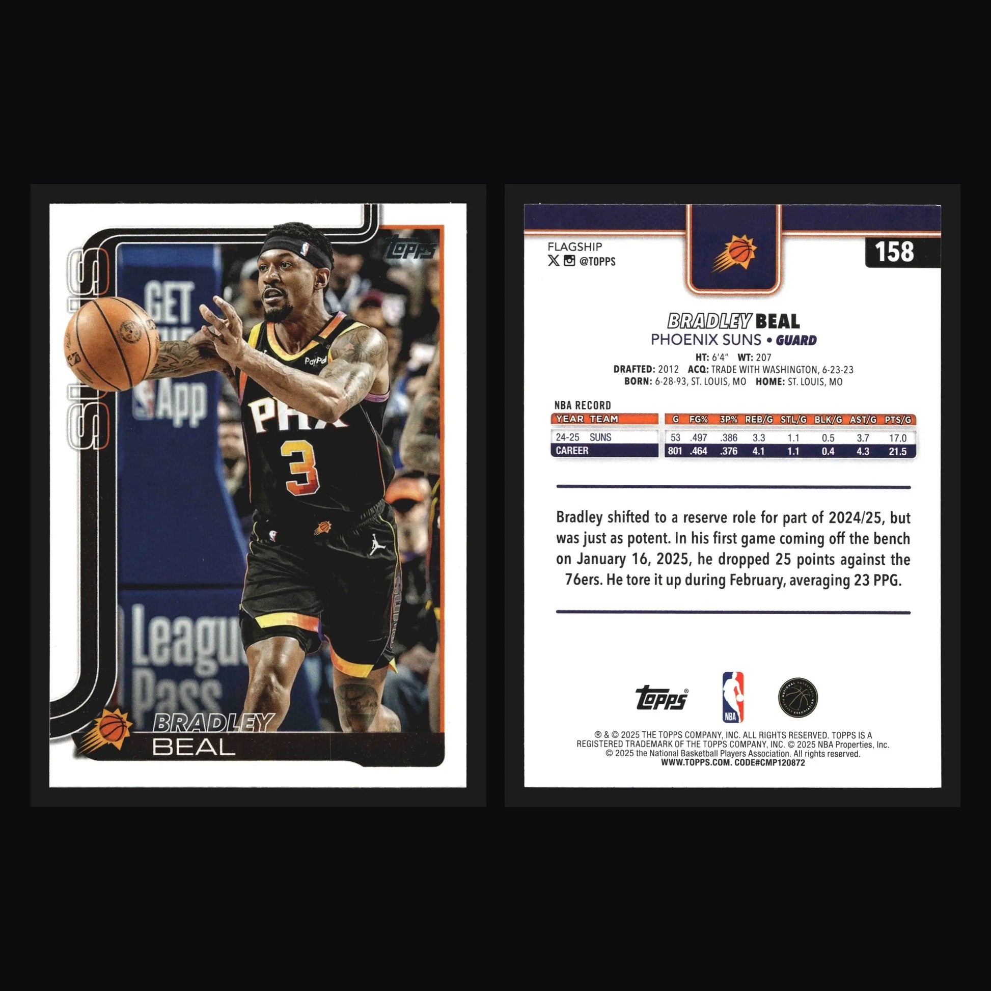 2025-26 Topps Bradley Beal #158 Phoenix Suns - Basketball Card Single
