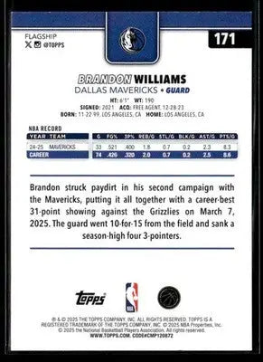 2025-26 Topps Brandon Williams #171 Dallas Mavericks