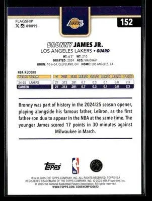 2025-26 Topps Bronny James Jr. #152 Los Angeles Lakers
