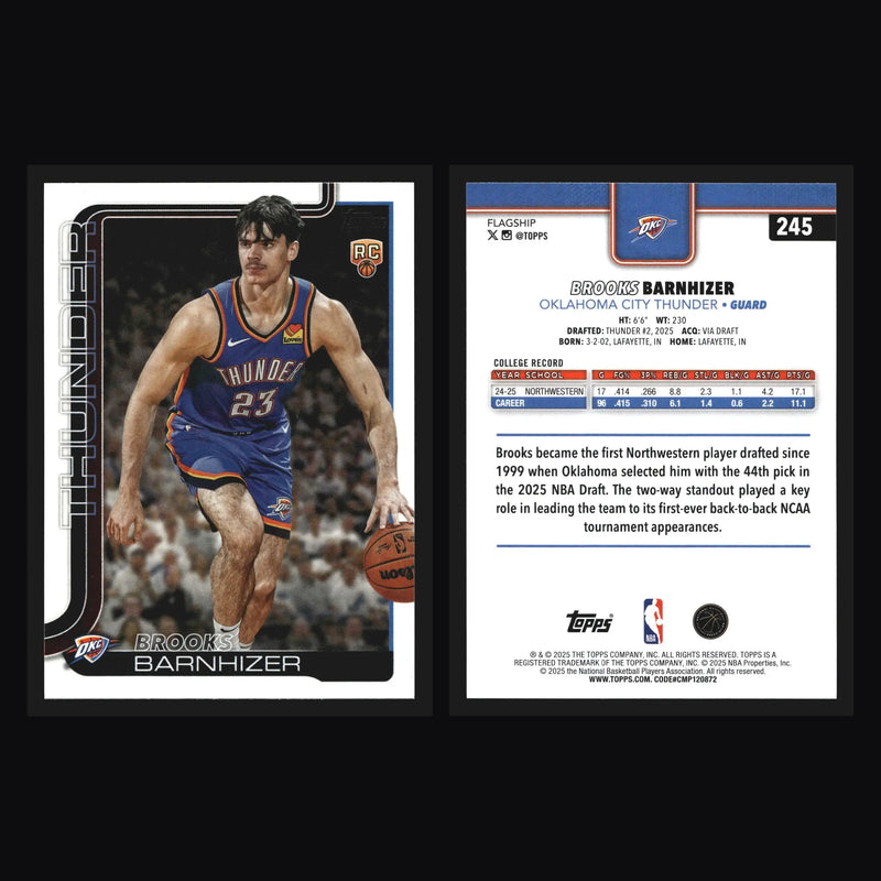 2025-26 Topps Brooks Barnhizer #245 Oklahoma City Thunder RC - Basketball Card Single