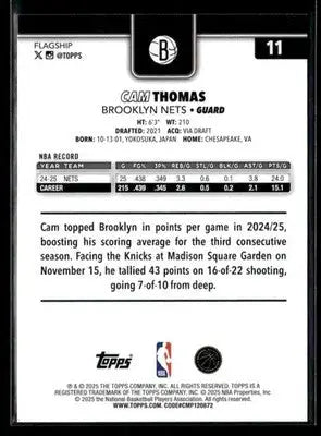 2025-26 Topps Cam Thomas #11 Brooklyn Nets