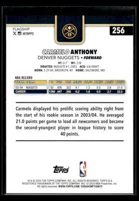 2025-26 Topps Carmelo Anthony #256 Season Tip Off Denver Nuggets - Basketball Card Single