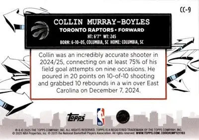 2025-26 Topps #CC-9 Collin Murray-Boyles Clutch City Prospects - Basketball Card Single