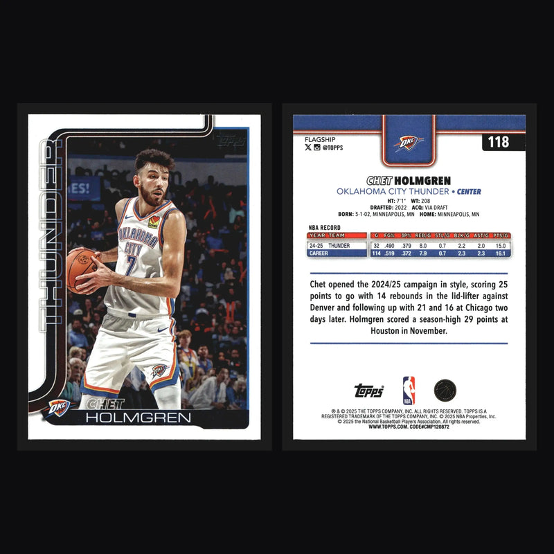 2025-26 Topps Chet Holmgren #118 Oklahoma City Thunder - Basketball Card Single