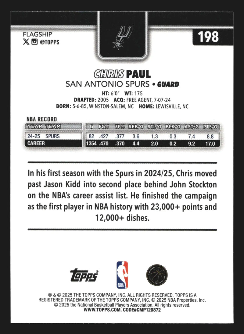 2025-26 Topps Chris Paul #198 San Antonio Spurs - Basketball Card Single