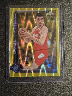 2025-26 Topps Chrome #128 Zach Edey Yellow RayWave Refractor #/275 - Basketball Card Single