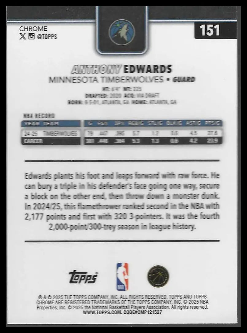 2025-26 Topps Chrome #150 Shaedon Sharpe - Basketball Card Single