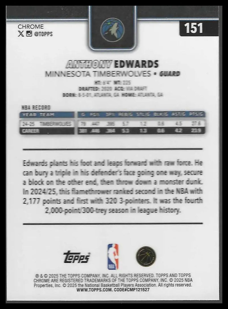 2025-26 Topps Chrome #150 Shaedon Sharpe - Basketball Card Single
