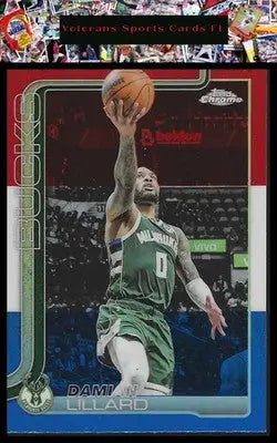 2025-26 Topps Chrome #153 Damian Lillard Red White and Blue Refractor