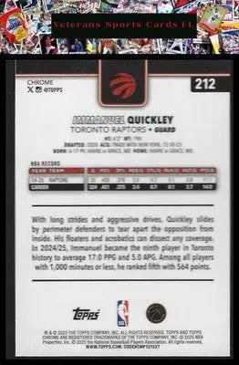 2025-26 Topps Chrome #212 Immanuel Quickley
