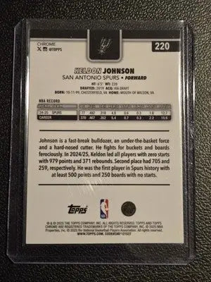 2025-26 Topps Chrome #220 Keldon Johnson Blue Refractor #/150 - Basketball Card Single