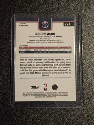 2025-26 Topps Chrome #224 Marcus Smart Yellow RayWave Refractor #/275 - Basketball Card Single