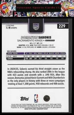 2025-26 Topps Chrome #229 Domantas Sabonis Refractor