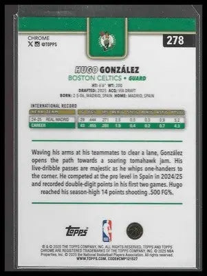 2025-26 Topps Chrome #278 Hugo González Boston Celtics Rookie - Basketball Card Single