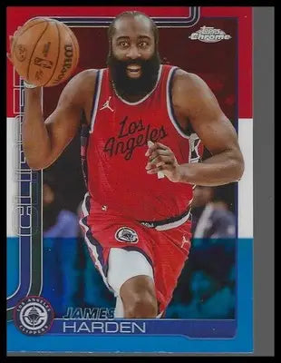 2025-26 Topps Chrome #54 James Harden Red White and Blue Refractor Clippers