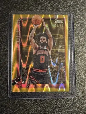 2025-26 Topps Chrome #80 Coby White Gold RayWave Refractor #/50 - Basketball Card Single