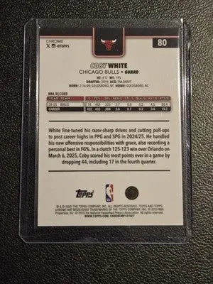 2025-26 Topps Chrome #80 Coby White Gold RayWave Refractor #/50 - Basketball Card Single