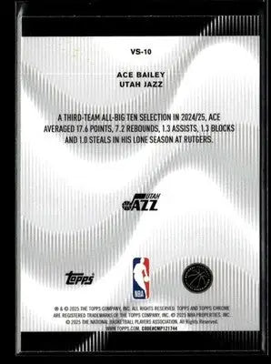 2025-26 Topps Chrome Ace Bailey #VS-10 Voices RC Utah Jazz - Basketball Card Single