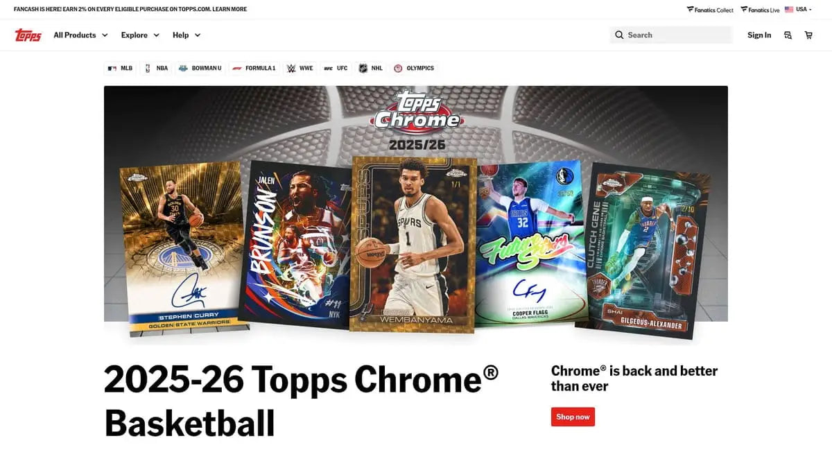 2025-26 Topps Chrome Baseball Card Hobby Box with Autographs