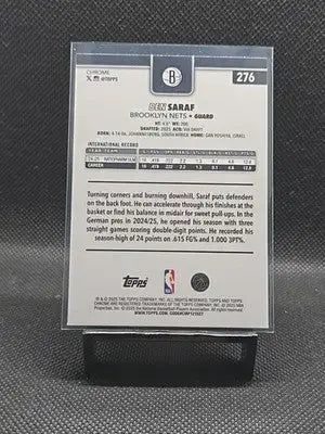 2025-26 Topps CHROME Ben Saraf Rookie X-Fractor #276 RC - Basketball Card Single