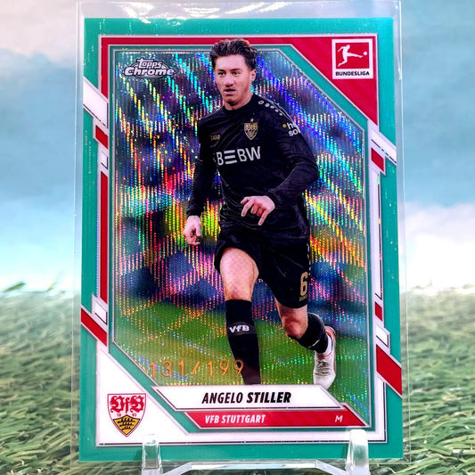 2025-26 Topps Chrome Bundesliga Angelo Stiller Aqua Wave Refractor /199 - Soccer Card Single
