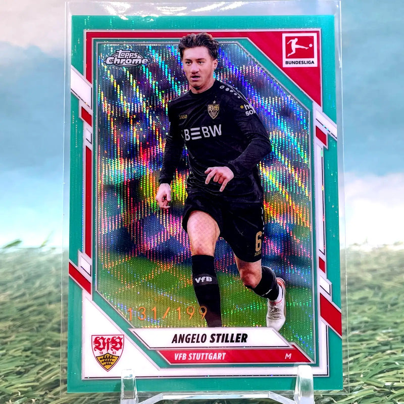 2025-26 Topps Chrome Bundesliga Angelo Stiller Aqua Wave Refractor /199 - Soccer Card Single