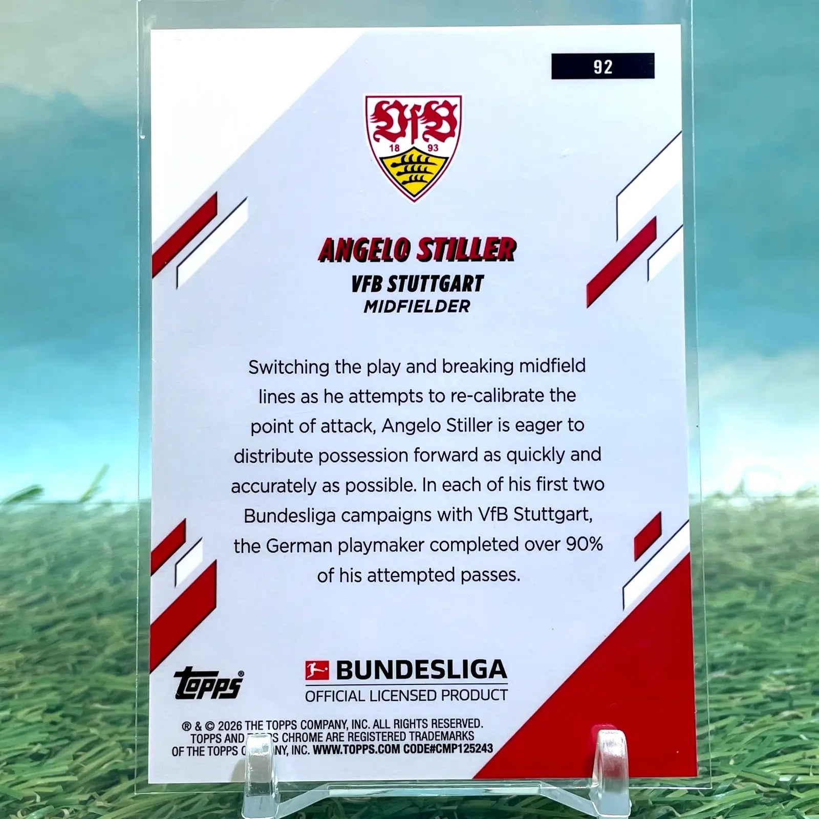 2025-26 Topps Chrome Bundesliga Angelo Stiller Aqua Wave Refractor /199 - Soccer Card Single