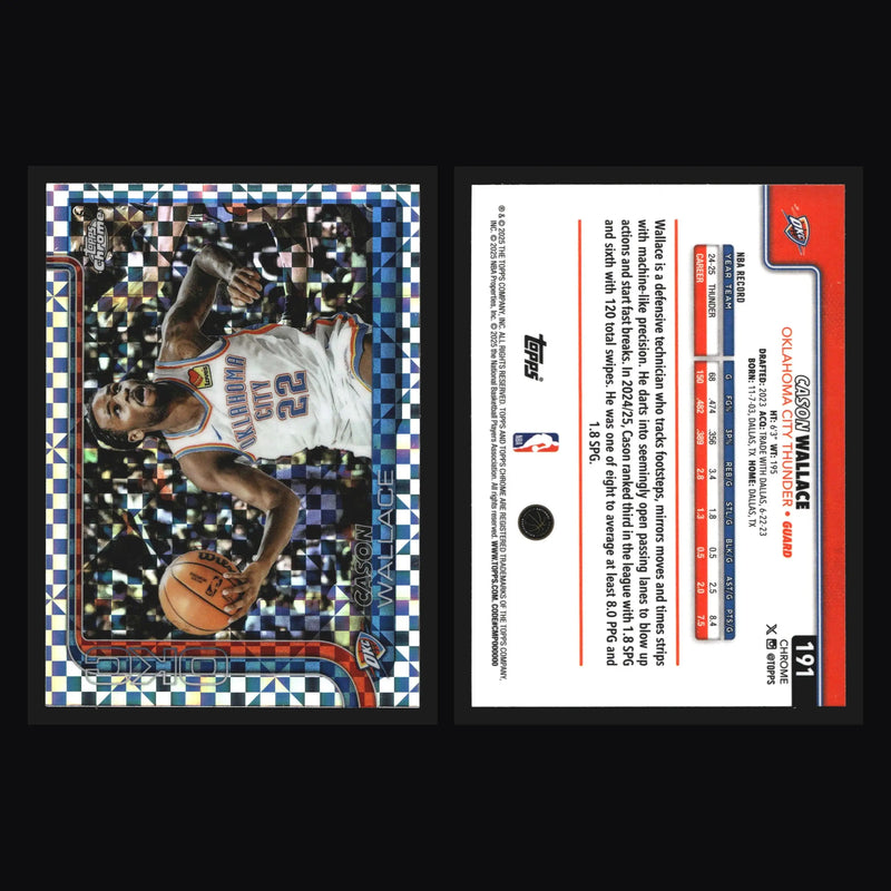 2025-26 Topps Chrome Cason Wallace #191 X-Fractor Thunder - Basketball Card Single