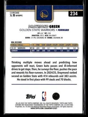2025-26 Topps Chrome Draymond Green #234 Golden State Warriors - Basketball Card Single