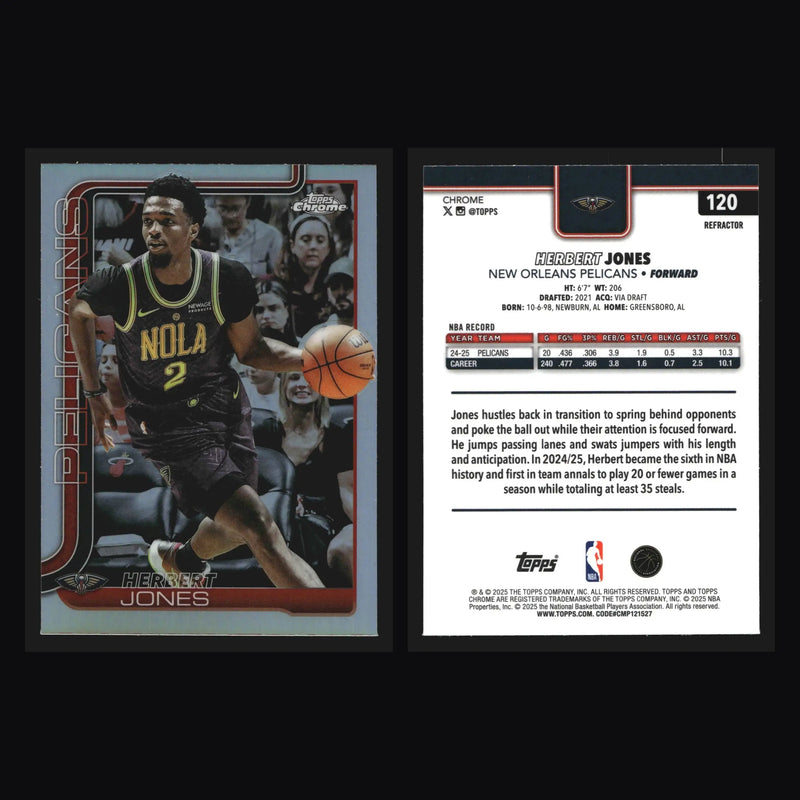2025-26 Topps Chrome Herbert Jones #120 Refractor New Orleans Pelicans