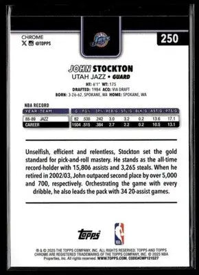 2025-26 Topps Chrome John Stockton #250 Utah Jazz - Basketball Card Single