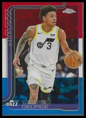 2025‑26 Topps Chrome Keyonte George #235 Red White & Blue Refractor Jazz