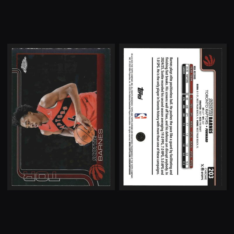 2025-26 Topps Chrome Scottie Barnes #203 Toronto Raptors