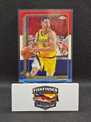 2025-26 Topps Chrome - T.J. McConnell #11 Red White & Blue Refractor - Basketball Card Single