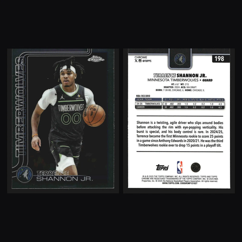 2025-26 Topps Chrome Terrence Shannon Jr. #198 Timberwolves - Basketball Card Single